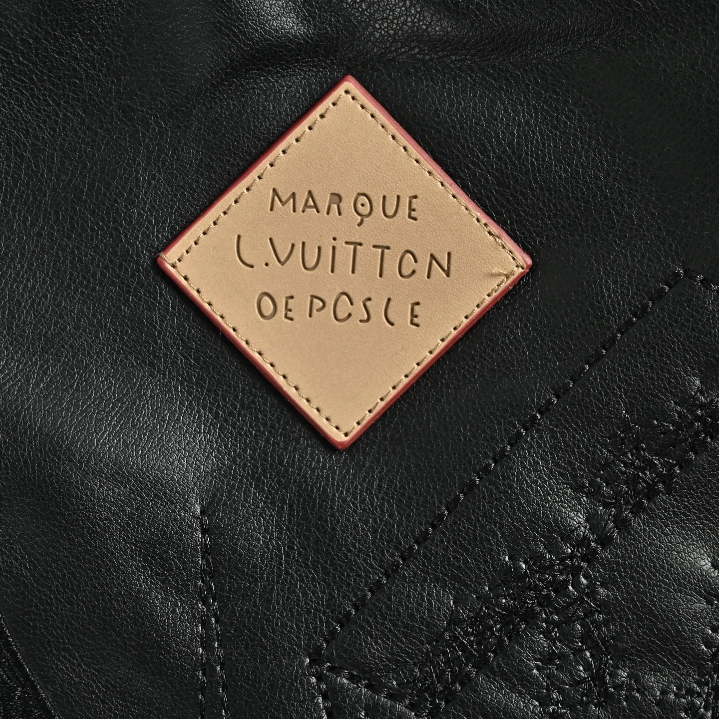 Louis Vuitton Louis Vuitton three-flower embroidered logo lapel leather jacket